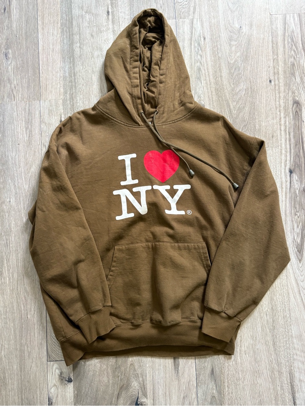 Matix arts Brown Green Hoodie I ♥ NY Graphic - Men